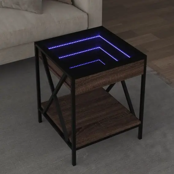Stolik kawowy z LED Infinity, brązowy dąb, 40x40x49 cm Lumarko! - Hurtownia wielobranżowa Lumarko Ograniczona ilość