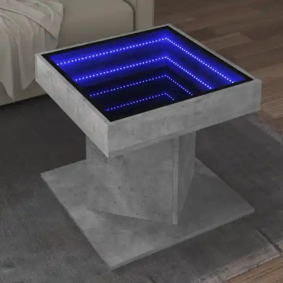 Stolik kawowy z LED, szarość betonu, 50x50x45 cm Lumarko! - Hurtownia wielobranżowa Lumarko Hit sprzedaży
