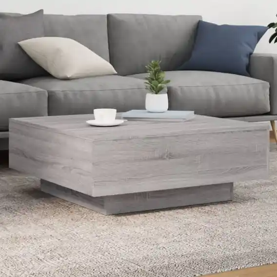 Stolik kawowy z LED, szary dąb sonoma, 80x80x31 cm Lumarko! - Hurtownia wielobranżowa Lumarko Wysoka jakość