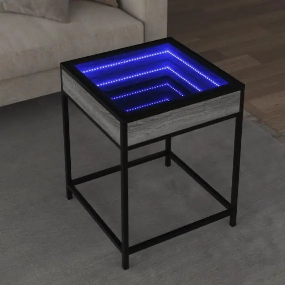 Stolik kawowy z LED Infinity, szary dąb sonoma, 40x40x51 cm Lumarko! - Hurtownia wielobranżowa Lumarko Premium