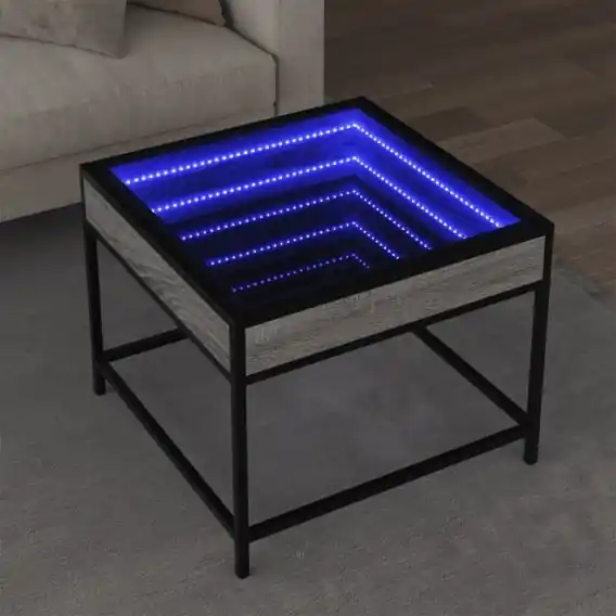 Super okazja Stolik kawowy z LED Infinity, szary dąb sonoma, 50x50x41 cm Lumarko! - Hurtownia wielobranżowa Lumarko