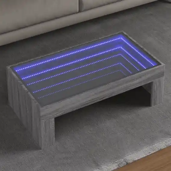 Ostatnia szansa Stolik kawowy z LED Infinity, szary dąb sonoma, 90x50x30 cm Lumarko! - Hurtownia wielobranżowa Lumarko