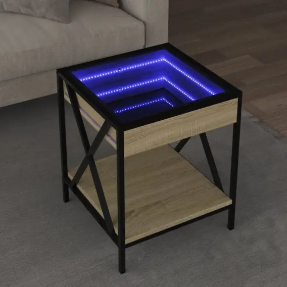 Stolik kawowy z LED Infinity, dąb sonoma, 40x40x49 cm Lumarko! - Hurtownia wielobranżowa Lumarko Kup teraz