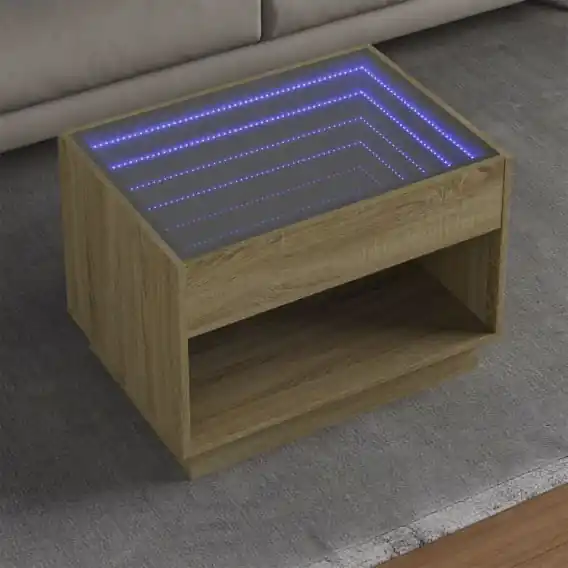Kup teraz Stolik kawowy z LED Infinity, dąb sonoma, 70x50x50 cm Lumarko! - Hurtownia wielobranżowa Lumarko