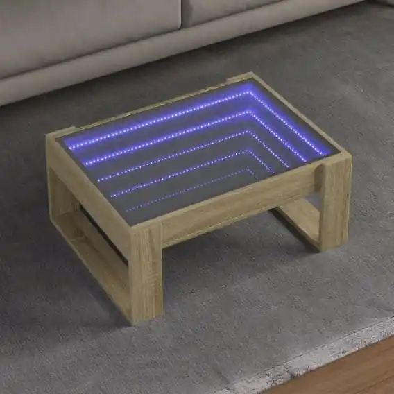 Super okazja Stolik kawowy z LED Infinity, dąb sonoma, 70x53x30 cm Lumarko! - Hurtownia wielobranżowa Lumarko