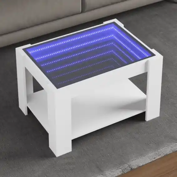 Stolik kawowy z LED, biały 73x53x45 cm, materiał drewnopochodny Lumarko! - Hurtownia wielobranżowa Lumarko Oferta czasowa