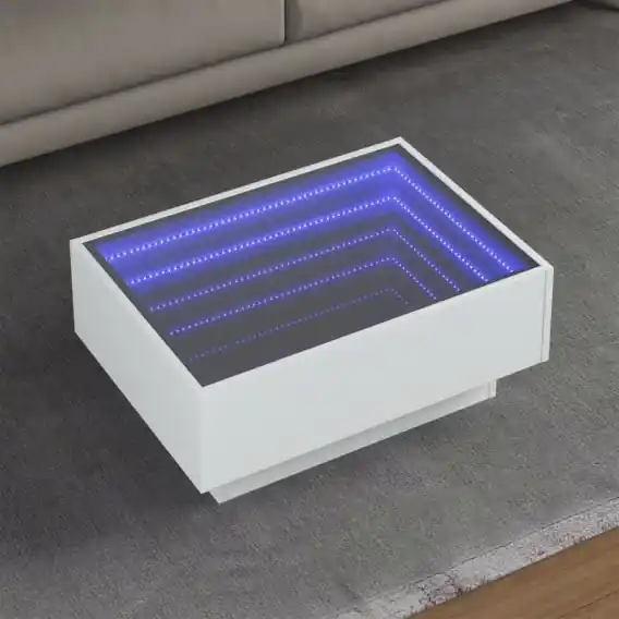 Szybka wysyłka Stolik kawowy z LED, biały, 70x50x30cm, materiał drewnopochodny Lumarko! - Hurtownia wielobranżowa Lumarko