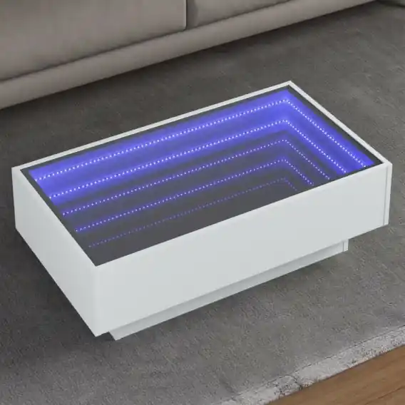 Stolik kawowy z LED, biały, 90x50x30cm, materiał drewnopochodny Lumarko! - Hurtownia wielobranżowa Lumarko Darmowy zwrot
