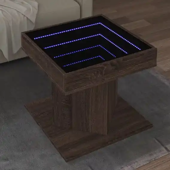 Wyjątkowa oferta Stolik kawowy z LED, brązowy dąb, 50x50x45 cm Lumarko! - Hurtownia wielobranżowa Lumarko