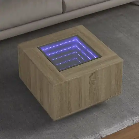 Stolik kawowy z LED, dąb sonoma, 60x60x40 cm Lumarko! - Hurtownia wielobranżowa Lumarko Bezpieczna płatność