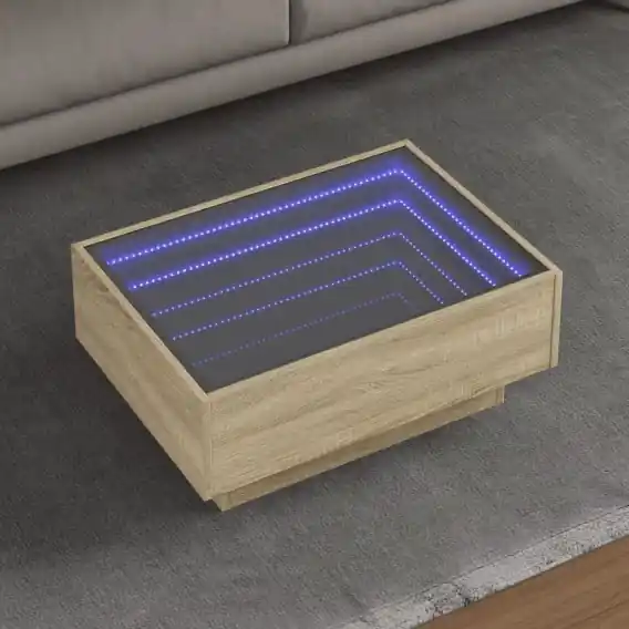 Stolik kawowy z LED, dąb sonoma, 70x50x30 cm Lumarko! - Hurtownia wielobranżowa Lumarko Nowość