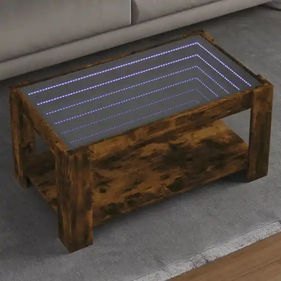 Stolik kawowy z LED, opalany dąb, 93x53x45 cm Lumarko! - Hurtownia wielobranżowa Lumarko Rabat