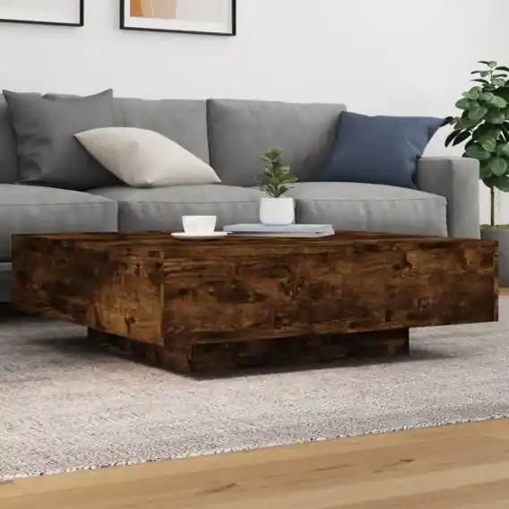 Darmowy zwrot Stolik kawowy z LED, przydymiony dąb, 100x100x31 cm Lumarko! - Hurtownia wielobranżowa Lumarko
