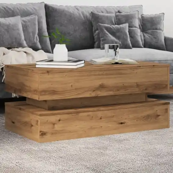 Stolik kawowy z oświetleniem LED, dąb artisian, 90x50x40 cm Lumarko! - Hurtownia wielobranżowa Lumarko Oferta