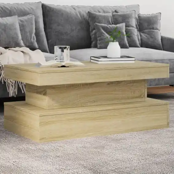 Stolik kawowy z oświetleniem LED, dąb sonoma, 90x50x40 cm Lumarko! - Hurtownia wielobranżowa Lumarko Darmowy zwrot