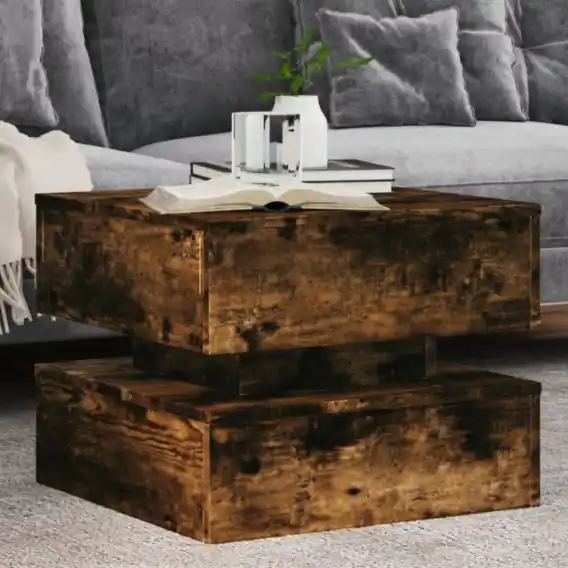 Stolik kawowy z oświetleniem LED, przydymiony dąb, 50x50x40 cm Lumarko! - Hurtownia wielobranżowa Lumarko Zniżka