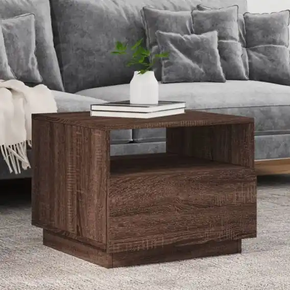 Stolik kawowy z podświetleniem LED, brązowy dąb, 50x49x40 cm Lumarko! - Hurtownia wielobranżowa Lumarko Rabat
