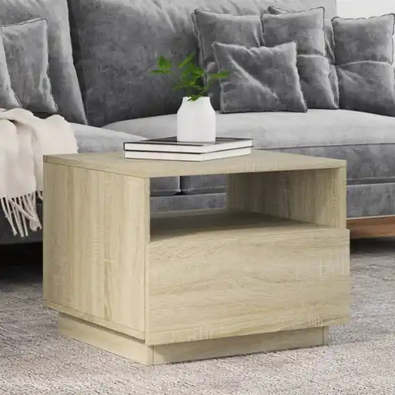 Stolik kawowy z podświetleniem LED, dąb sonoma, 50x49x40 cm Lumarko! - Hurtownia wielobranżowa Lumarko Promocja