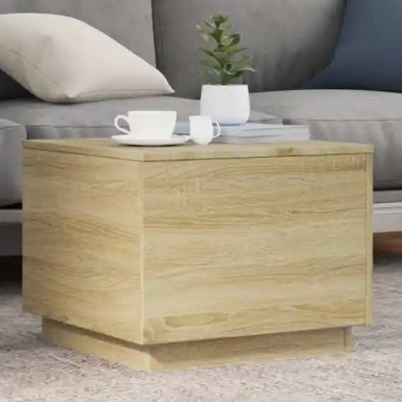 Tylko do końca tygodnia Stolik kawowy z podświetleniem LED, dąb sonoma, 50x50x40 cm Lumarko! - Hurtownia wielobranżowa Lumarko