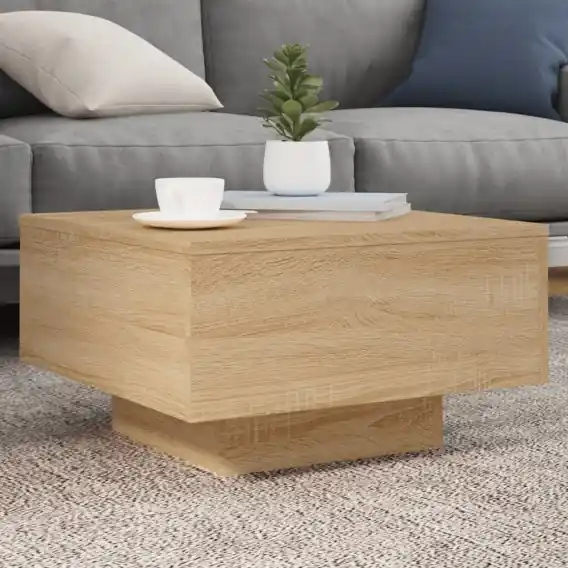 Kup teraz Stolik kawowy z podświetleniem LED, dąb sonoma, 55x55x31 cm Lumarko! - Hurtownia wielobranżowa Lumarko