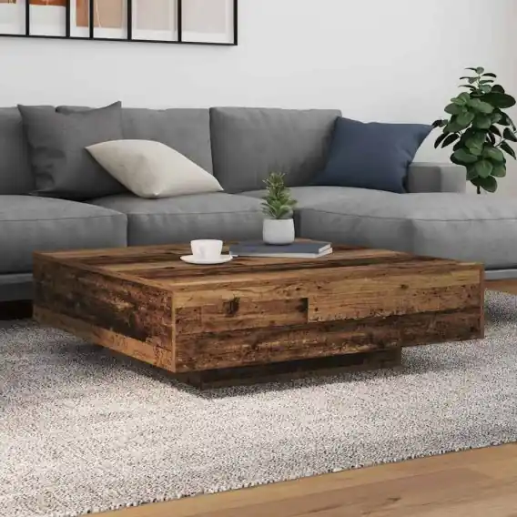 Stolik kawowy z oświetleniem LED Stare drewno 100x100x31 cm Lumarko! - Hurtownia wielobranżowa Lumarko Dodaj do koszyka