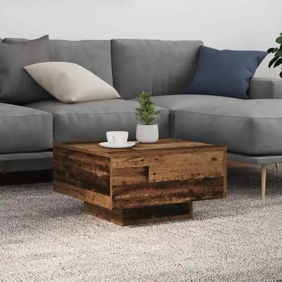 Stolik kawowy z oświetleniem LED Stary drewniany 55x55x31 cm Lumarko! - Hurtownia wielobranżowa Lumarko Okazja