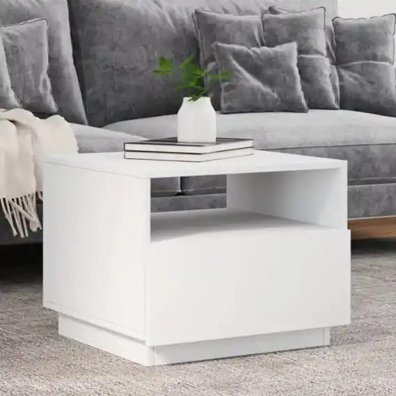 Cena promocyjna Stolik kawowy z oświetleniem LED, biały, 50x49x40 cm Lumarko! - Hurtownia wielobranżowa Lumarko