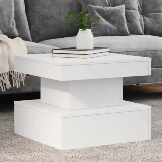 Bezpieczna płatność Stolik kawowy z oświetleniem LED, biały, 50x50x40 cm Lumarko! - Hurtownia wielobranżowa Lumarko
