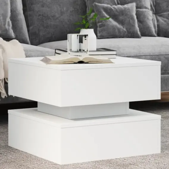 Stolik kawowy z oświetleniem LED, biały, 50x50x40 cm Lumarko! - Hurtownia wielobranżowa Lumarko Dostępne od ręki