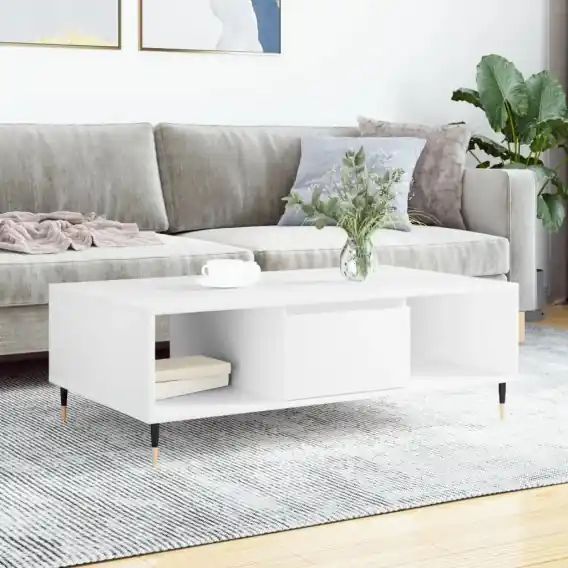 Stolik kawowy, biały, 104x60x35 cm, materiał drewnopochodny Lumarko! - Hurtownia wielobranżowa Lumarko Do wyczerpania zapasów