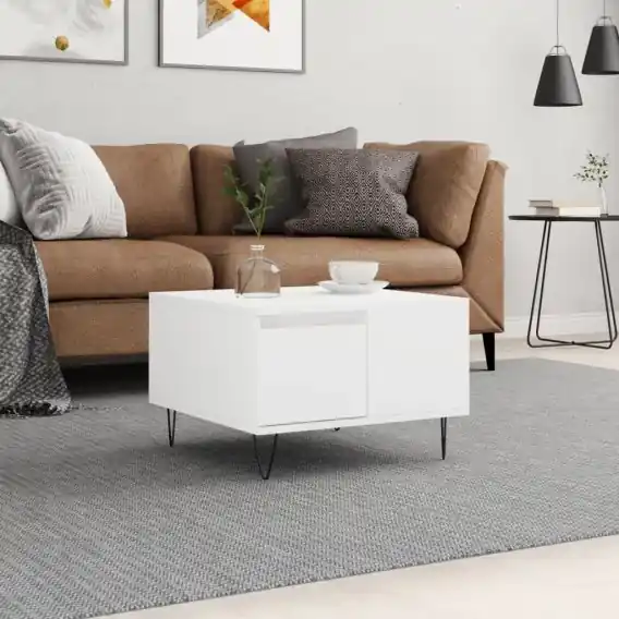 Stolik kawowy, biały, 55x55x36,5 cm, materiał drewnopochodny Lumarko! - Hurtownia wielobranżowa Lumarko Bezpieczna płatność