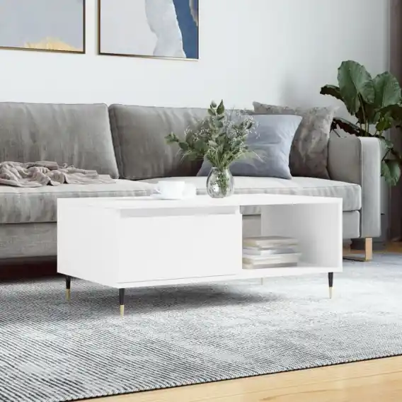 Ograniczona ilość Stolik kawowy, biały 90x50x36,5 cm, materiał drewnopochodny Lumarko! - Hurtownia wielobranżowa Lumarko
