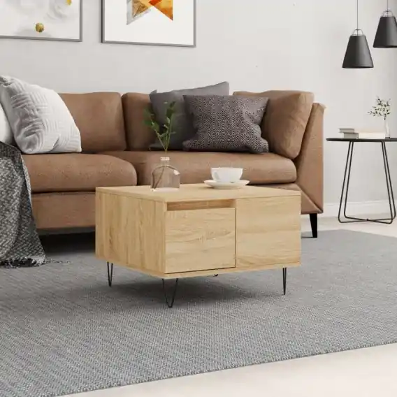 Premium Stolik kawowy, dąb sonoma 55x55x36,5 cm materiał drewnopochodny Lumarko! - Hurtownia wielobranżowa Lumarko
