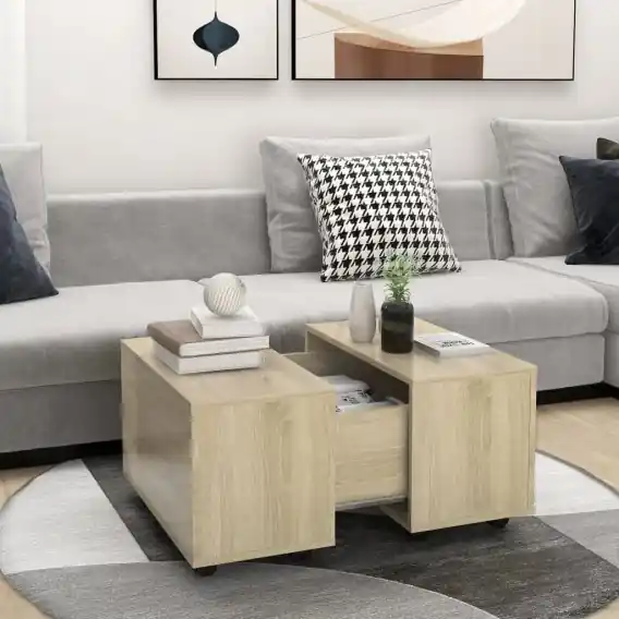 Stolik kawowy, dąb sonoma, 60x60x38 cm, płyta wiórowa Lumarko! - Hurtownia wielobranżowa Lumarko Kup teraz