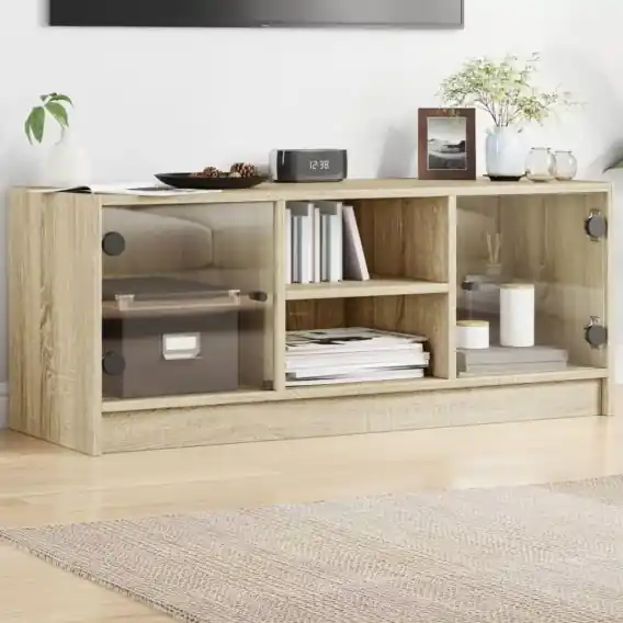 Zamów dziś Szafka TV ze szklanymi drzwiami, dąb sonoma, 102x37x42 cm Lumarko! - Hurtownia wielobranżowa Lumarko