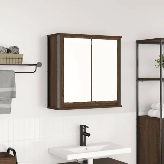 Tylko do końca tygodnia Szafka ścienna łazienkowa z lustrem, brązowy dąb, 60x21x60 cm Lumarko! Lumarko! - Hurtownia wielobranżowa Lumarko