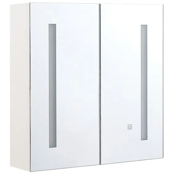 Oferta Szafka łazienkowa wisząca z lustrem LED CHABUNCO 60 cm Biały Sklejka Lumarko