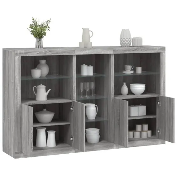 Szafka z oświetleniem LED, szary dąb sonoma, 162x37x100 cm Lumarko! - Hurtownia wielobranżowa Lumarko Szybka wysyłka
