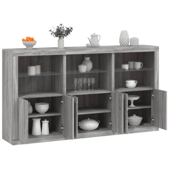 Szafka z oświetleniem LED, szary dąb sonoma, 181,5x37x100 cm Lumarko! - Hurtownia wielobranżowa Lumarko Cena promocyjna