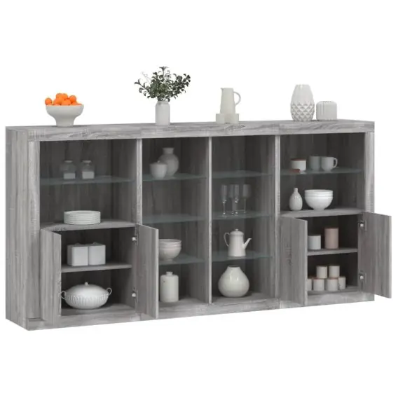 Ekspresowa dostawa Szafka z oświetleniem LED, szary dąb sonoma, 202x37x100 cm Lumarko! - Hurtownia wielobranżowa Lumarko