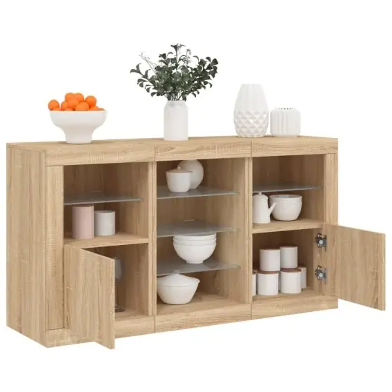 Ekspresowa dostawa Szafka z oświetleniem LED, dąb sonoma, 123x37x67 cm Lumarko! - Hurtownia wielobranżowa Lumarko