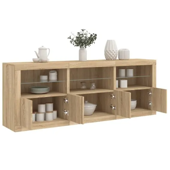 Wysoka jakość Szafka z oświetleniem LED, dąb sonoma, 181,5x37x67 cm Lumarko! - Hurtownia wielobranżowa Lumarko
