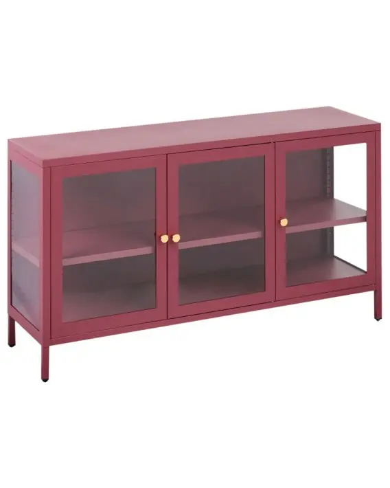 Szafka ze szklanymi drzwiami NEWPORT Metal 115 cm Bordowy Lumarko Tylko dziś