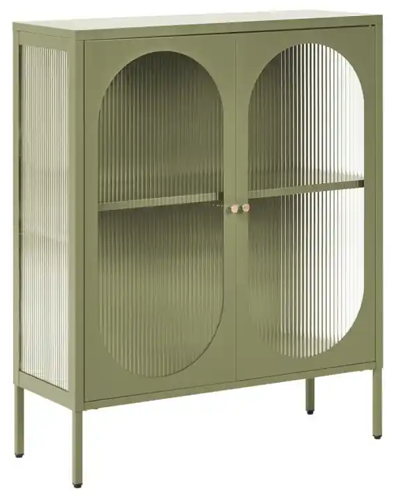 Szafka ze szklanymi drzwiami SARRE Metal 90 cm Zielony - Hurtownia wielobranżowa Lumarko Ostatnie sztuki