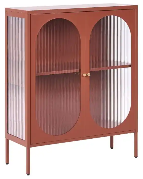 Szafka ze szklanymi drzwiami SARRE Metal 90 cm Złoty brąz - Hurtownia wielobranżowa Lumarko Oferta limitowana