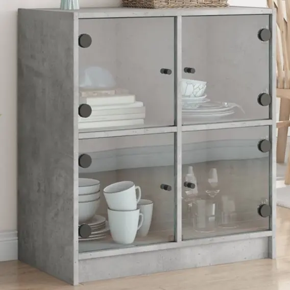 Bestseller Szafka ze szklanymi drzwiami, szarość betonu, 68x37x75,5 cm Lumarko! - Hurtownia wielobranżowa Lumarko