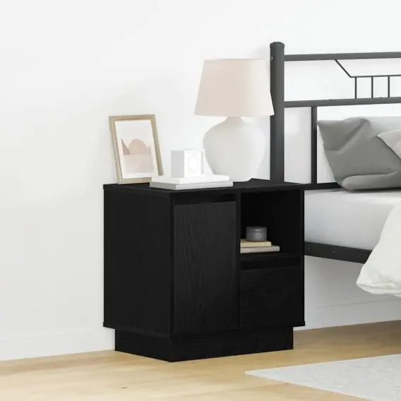 Popularny Szafki nocne z LED 2 sztuki Czarny Dąb 50x34,5x50 cm Lumarko! - Hurtownia wielobranżowa Lumarko