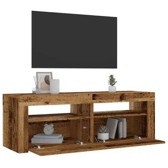 Szafki nocne z LED, 2 szt., stare drewno, 60x35x40 cm Lumarko! - Hurtownia wielobranżowa Lumarko Do wyczerpania zapasów