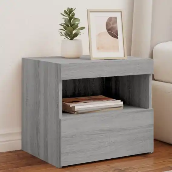 Szafki nocne z LED, 2 szt., szary dąb sonoma, 50x40x45 cm Lumarko! - Hurtownia wielobranżowa Lumarko Bestseller