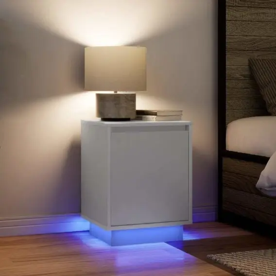 Oferta limitowana Szafki nocne z oświetleniem LED 2 szt. Białe 38x34x50 cm Lumarko! Lumarko! - Hurtownia wielobranżowa Lumarko